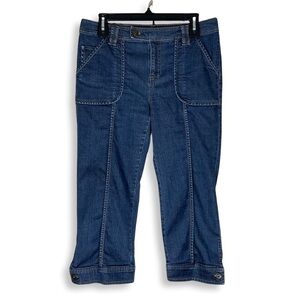 VTG Jones Wear Y2K Capri Pants Women 8 Coastal Retro Stretch Denim Pockets 32x22